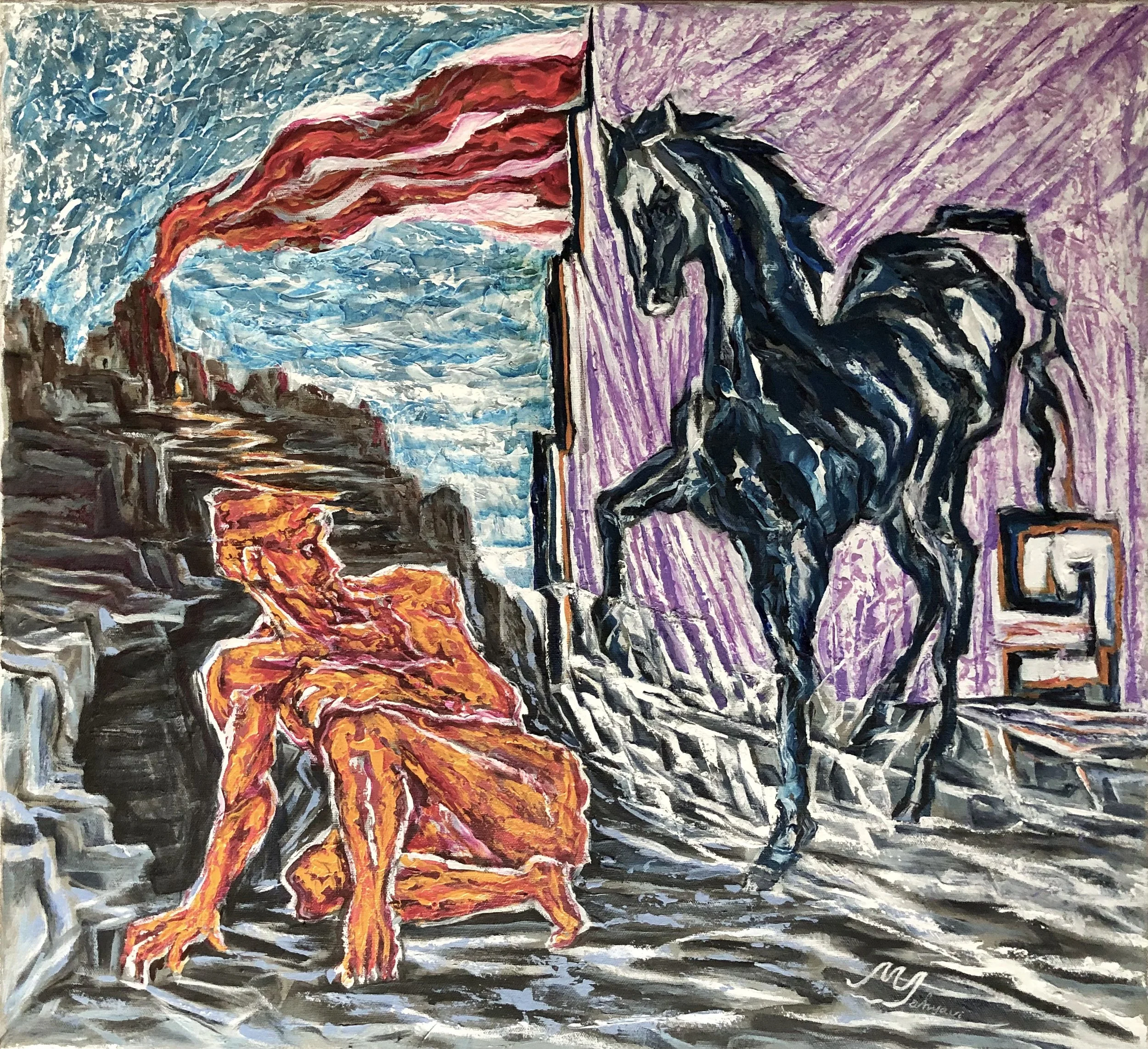 Igneous man and the cold black horse