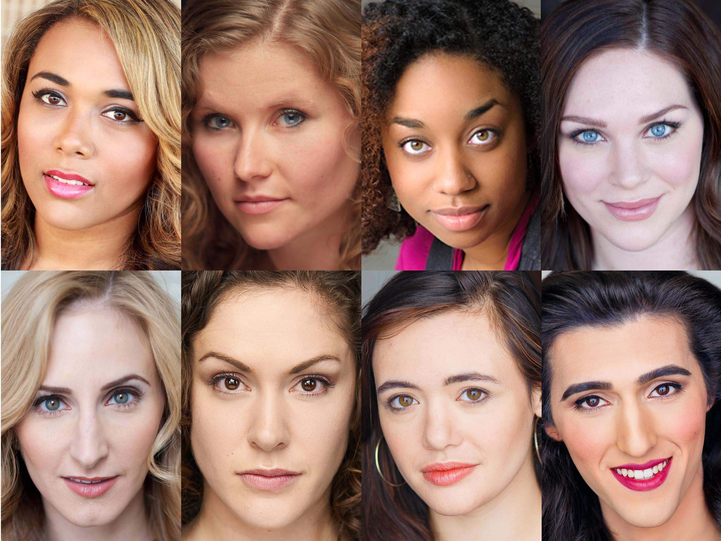 The cast of Firebrand Theatre’s Chicago premiere of LIZZIE (top, l to r) Leah Davis as Bridget, Liz Chidester as Lizzie, Camille Robinson as Emma and Jacquelyne Jones as Alice with the “late night” cast (bottom, l to r) Amanda Horvath as Bridget, Kyrie Anderson as Lizzie, Becca Brown as Emma and Elle Walker as Alice.