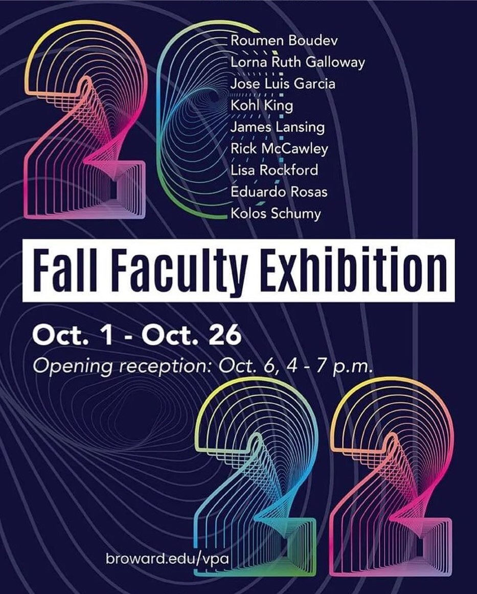 Join me for the Opening Reception of Broward College&rsquo;s Fall Faculty Exhibition at @rdlgallery on Central Campus on Thursday, Oct. 6th from 4-7pm!