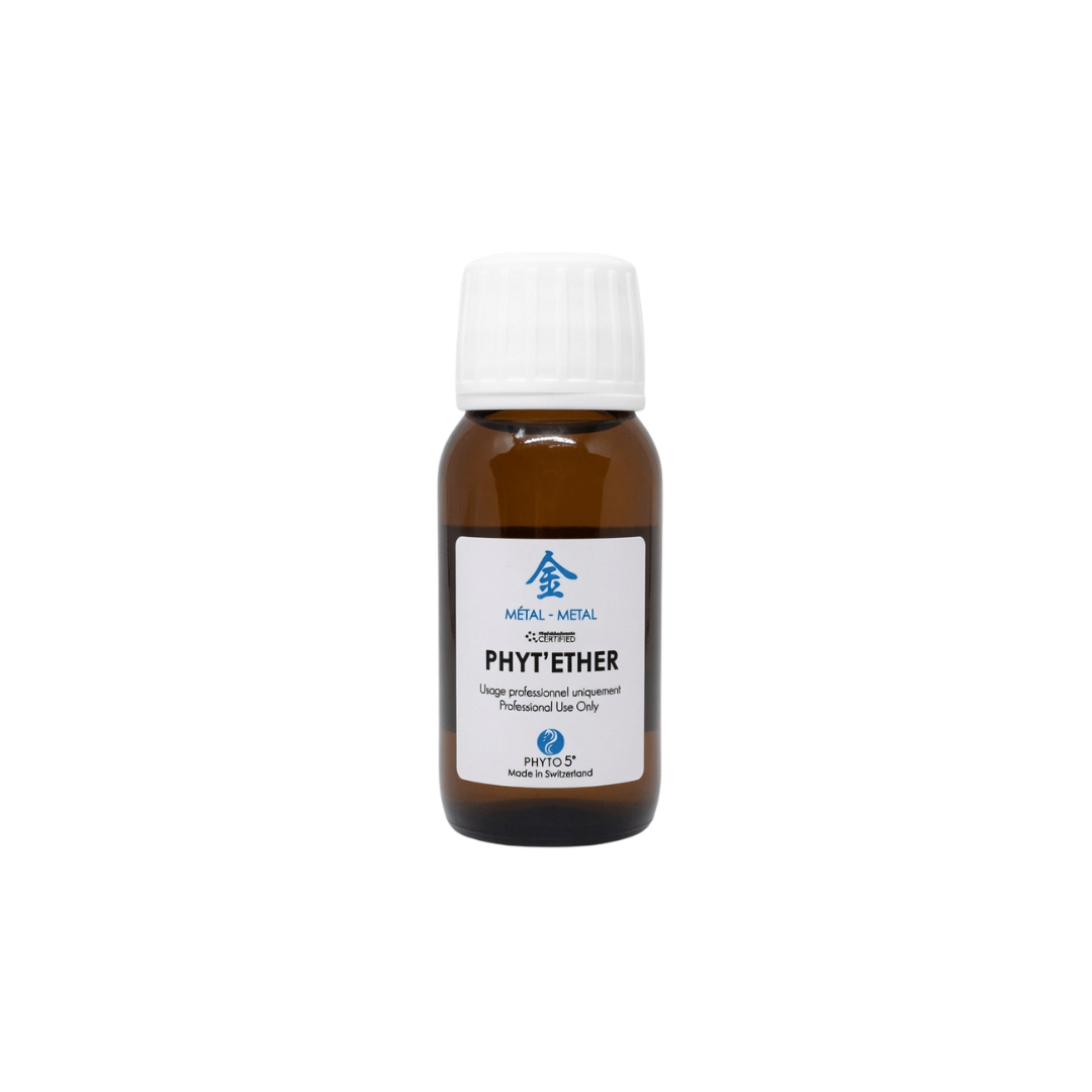 A 2 oz. professional size bottle of Metal element Phyt'Ether serum with blue labeling