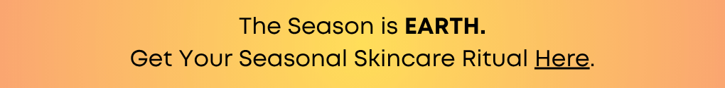 A gold banner directs the visitor to the TCM Earth element between seasons skincare ritual.