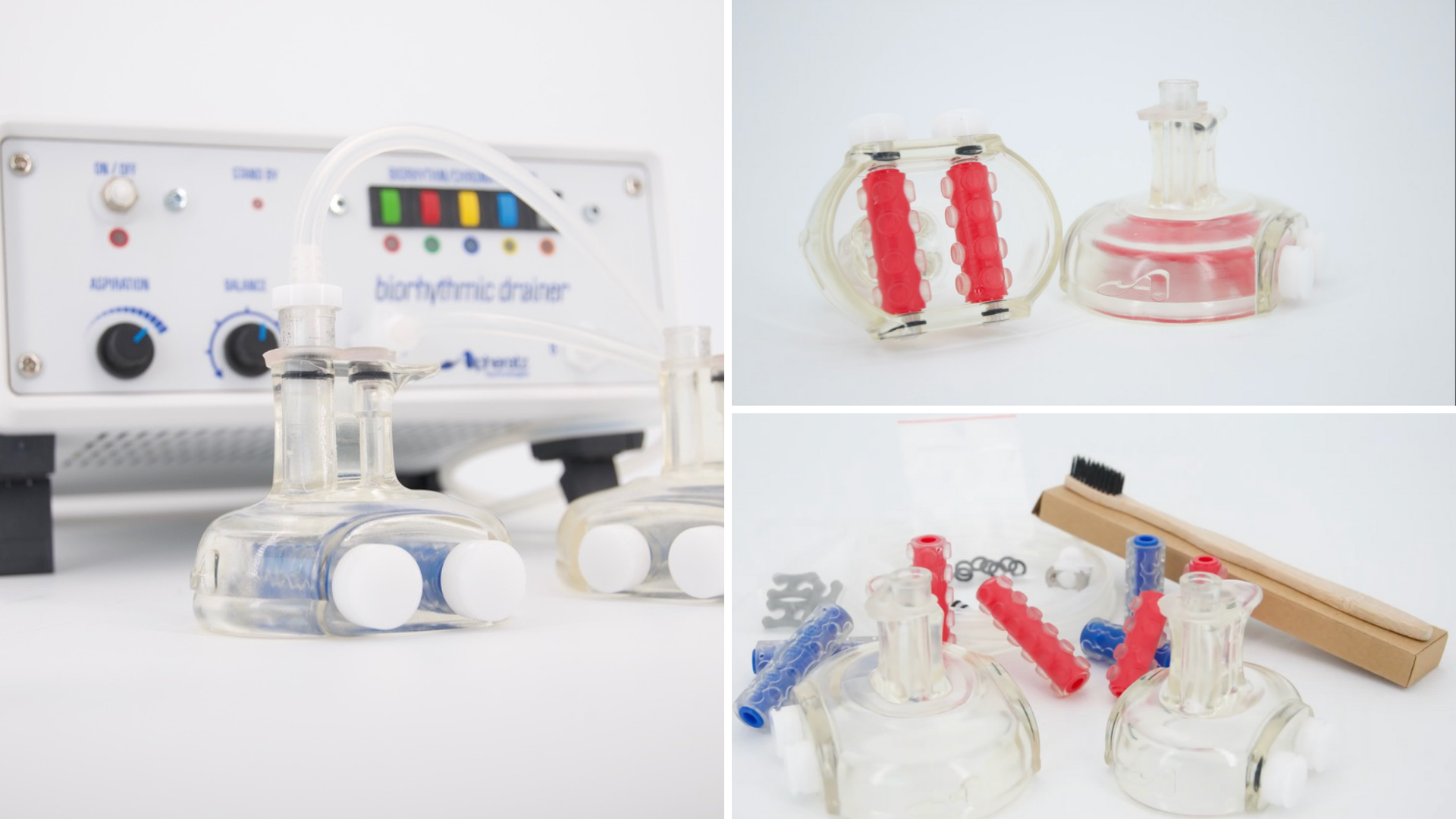 The Roll-E Massage System featured with the Biorhythmic Drainer in the background