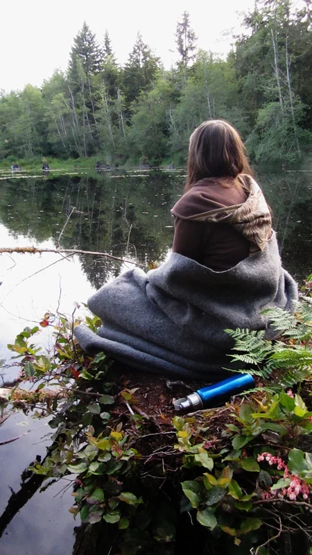 Melissa at her sit spot on a cool Morning at Linne Doran, Duvall, WA