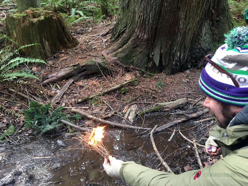 Testing some dryer materials in the forest.