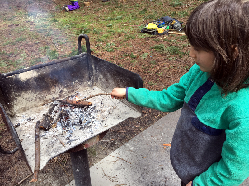 Practicing making doug fir pitch torches