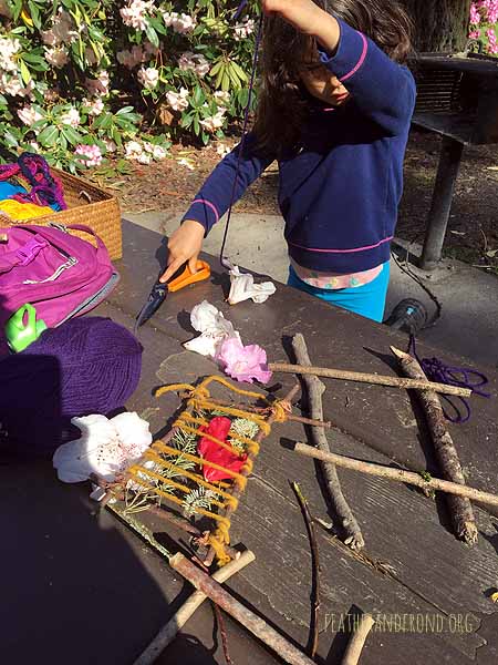 Working on our nature looms for Mother's Day!
