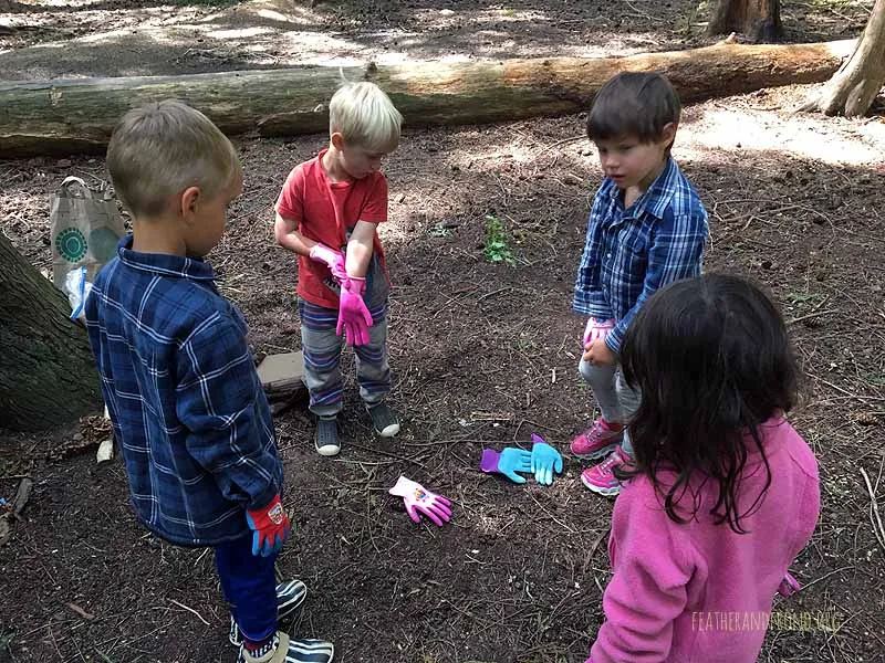 Garden gloves came in handy for our clean-up day!