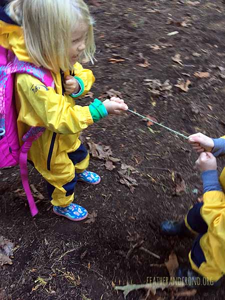 Nettle cordage tug-o-war!