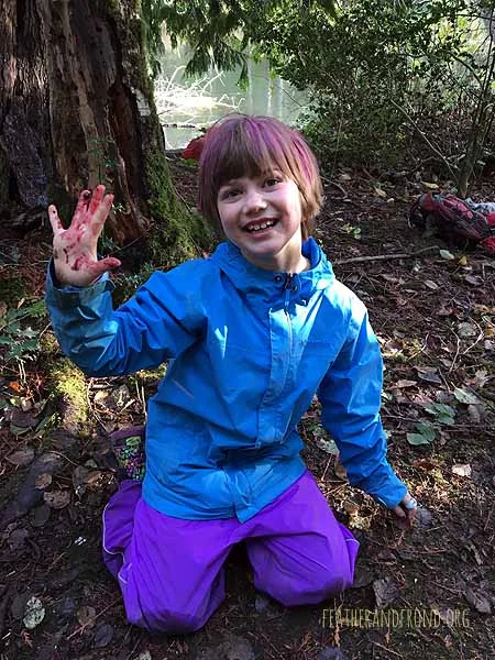 Crushed wild blackberries makes excellent "fake blood" for knife safety skits!