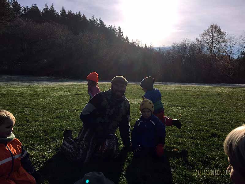 warming up with a game of duck duck goose!