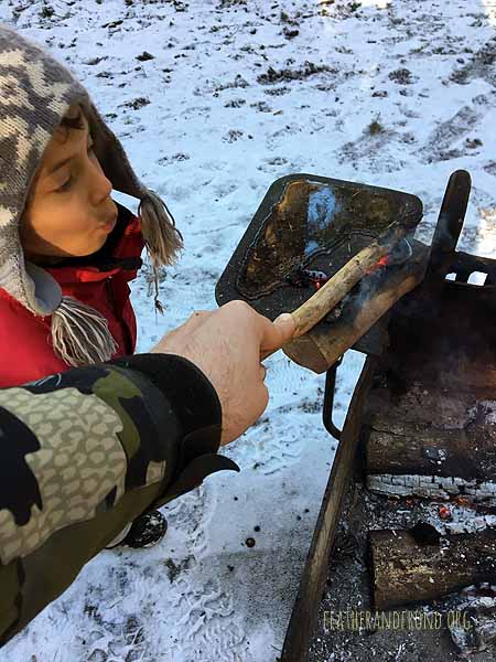 Working on a coal-burned bowl..