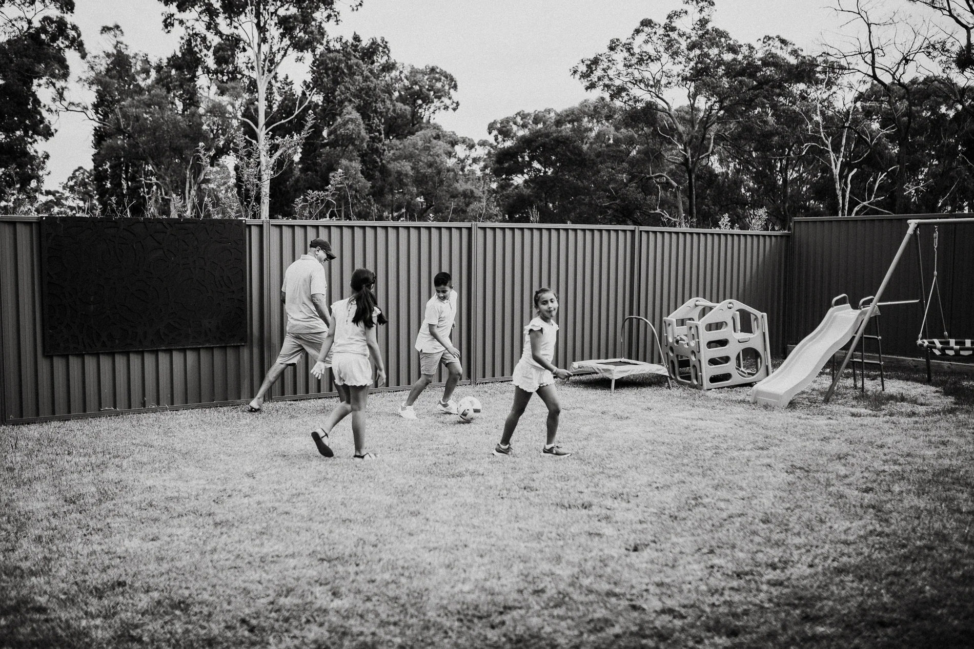 Playing backyard soccer with the grandkids.