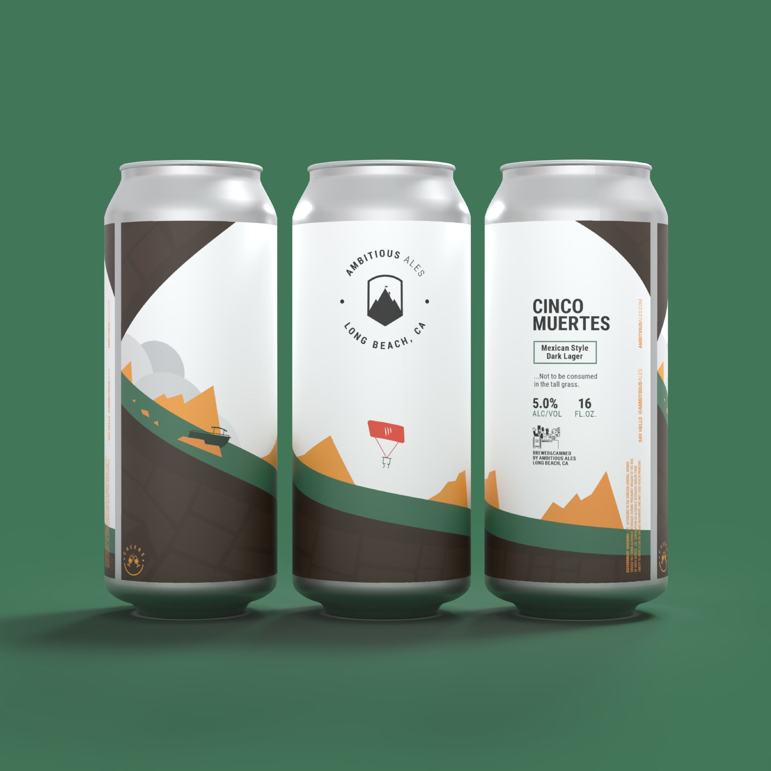 Cinco Muertes Mexican Style Dark Lager. Brewed in Long Beach by Ambitious Ales