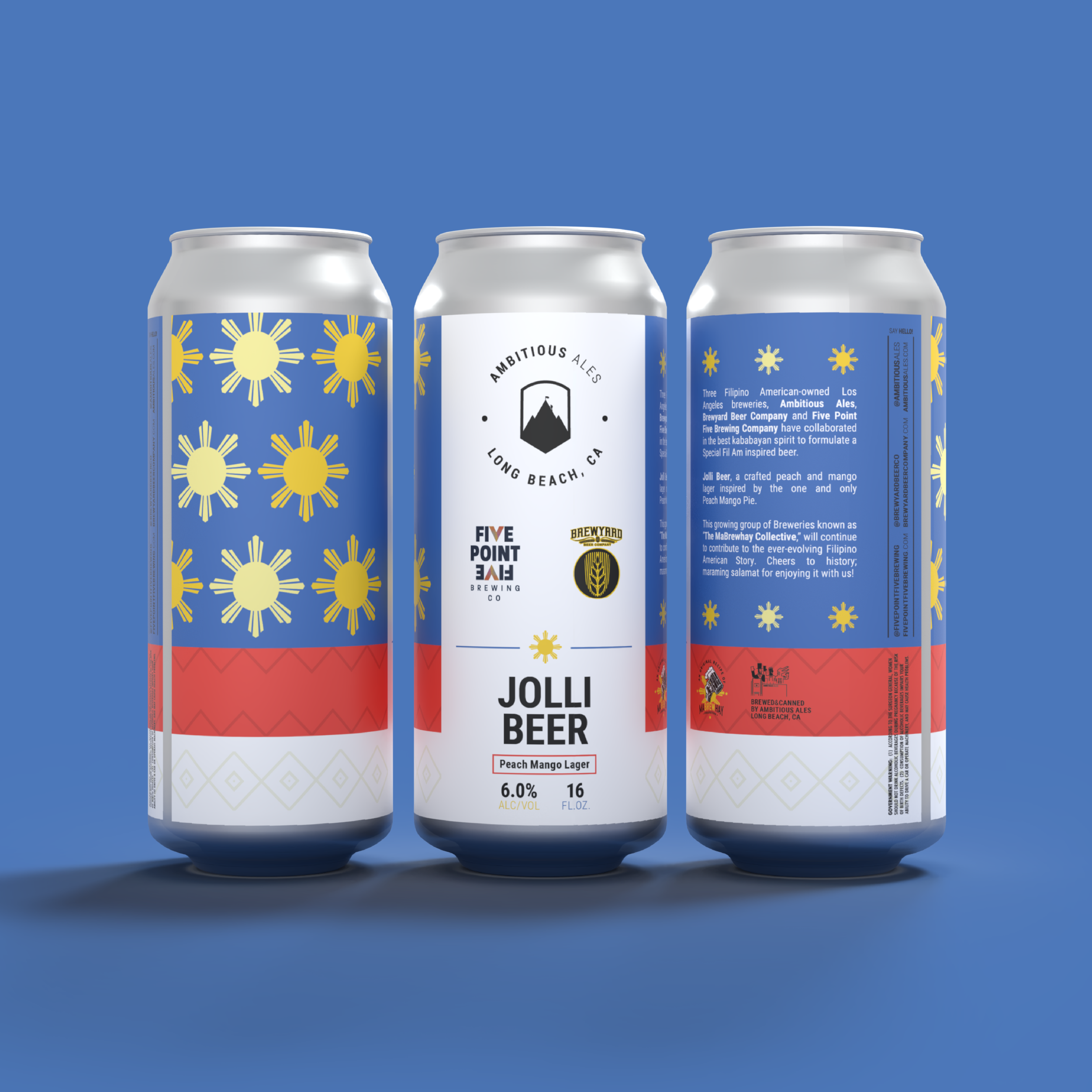 Jolli Beer Peach Mango Lager. Brewed by Ambitious Ales in Long Beach, CA