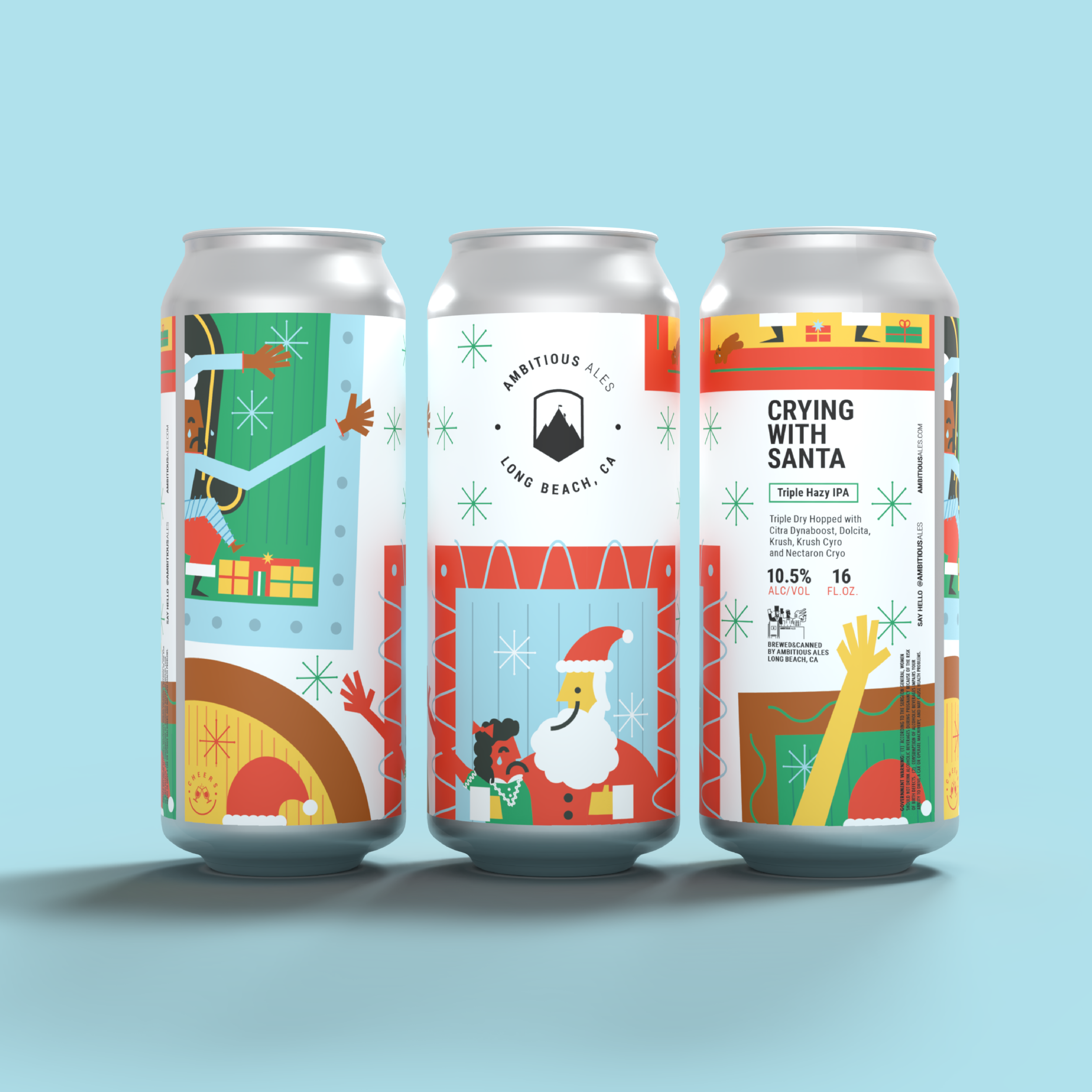 Crying with Santa Triple Hazy IPA Brewed in Long Beach CA by Ambitious Ales
