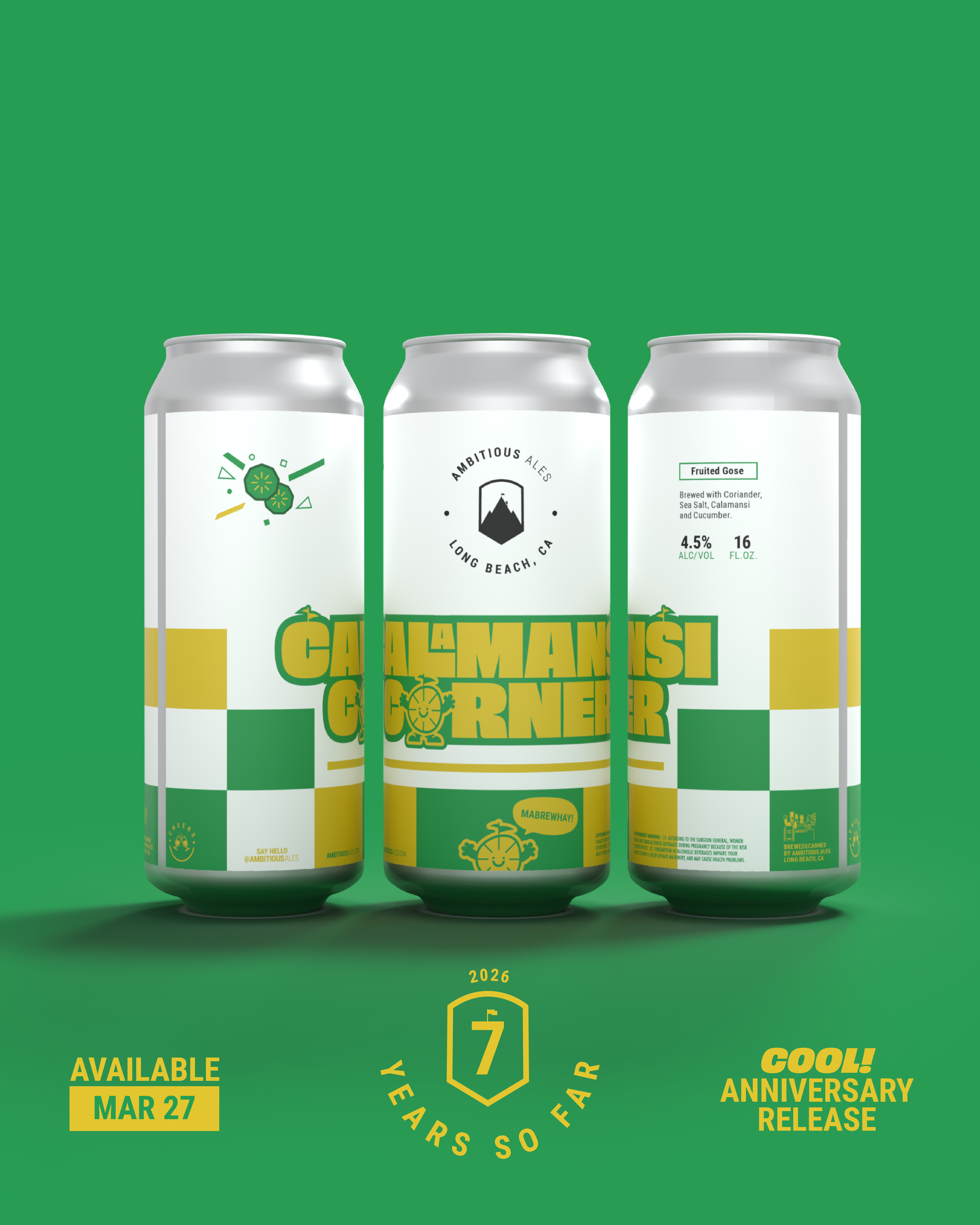 Calamansi Corner. Fruited Gose brewed by Ambitious Ales in Long Beach CA.