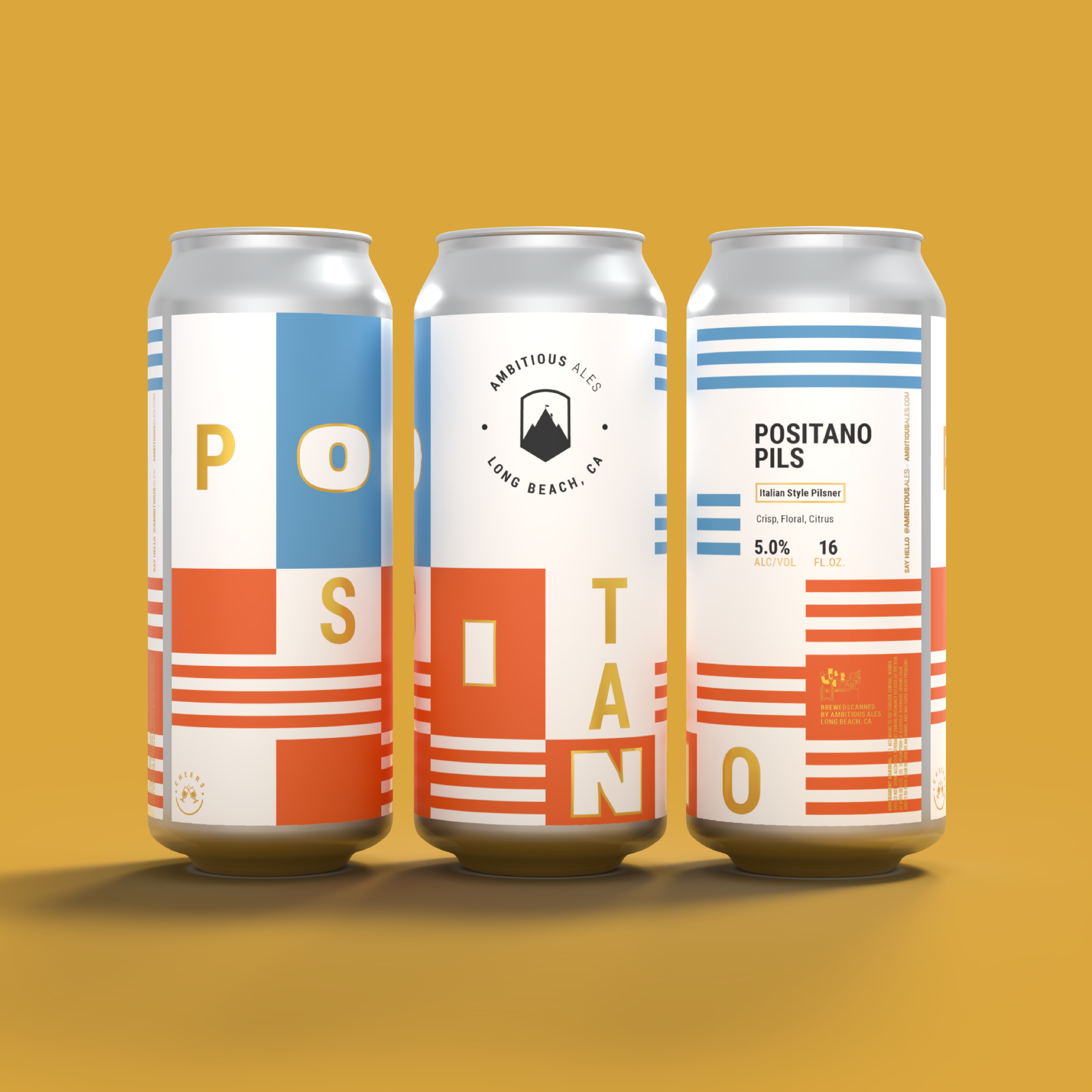 Positano Pils. Italian Style Pilsner brewed by Ambitious Ales in Long Beach CA.