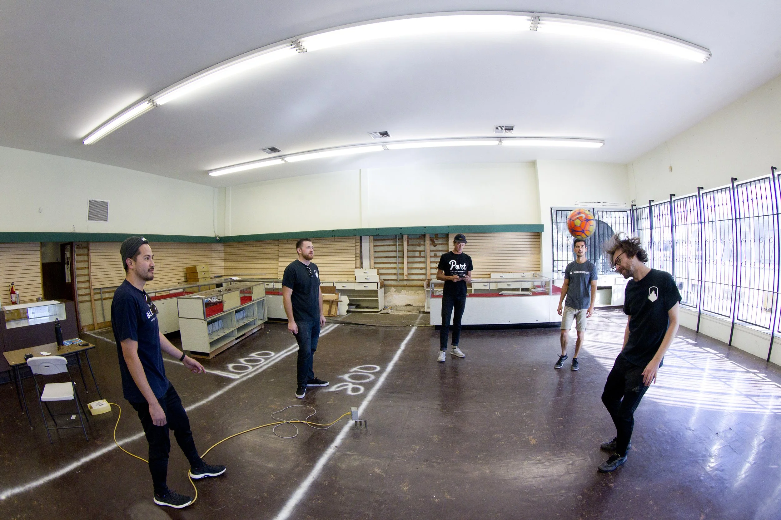 Pre build out soccer in our future tasting room in Long Beach CA