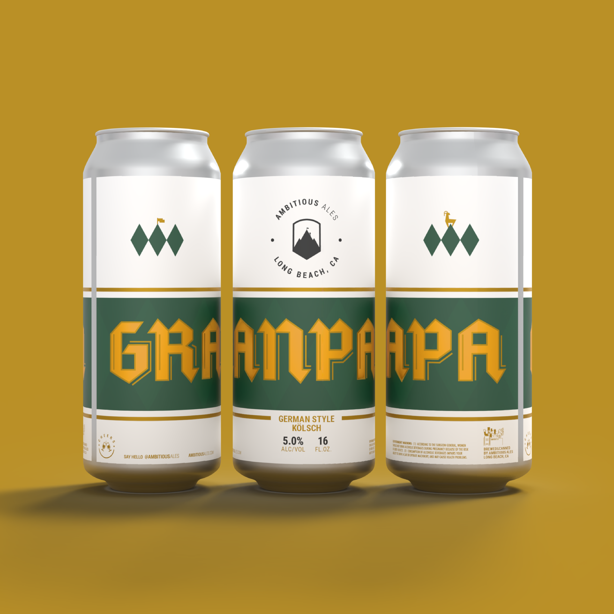 Granpapa - German Style Kolsch. 5.0% ABV. Brewed by Ambitious Ales in Long Beach, CA