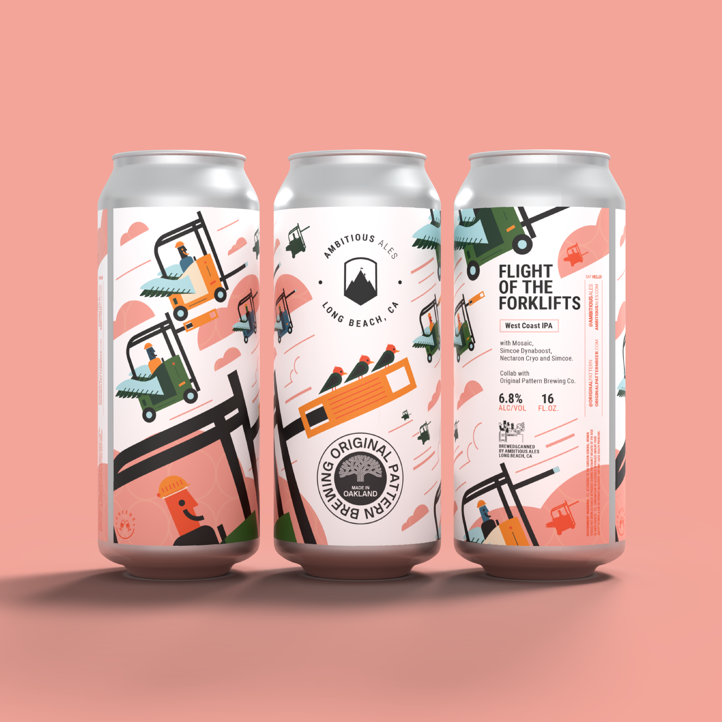 Flight of the forklifts. West Coast IPA Collab with Original Pattern Brewing. Brewed in Long Beach CA.