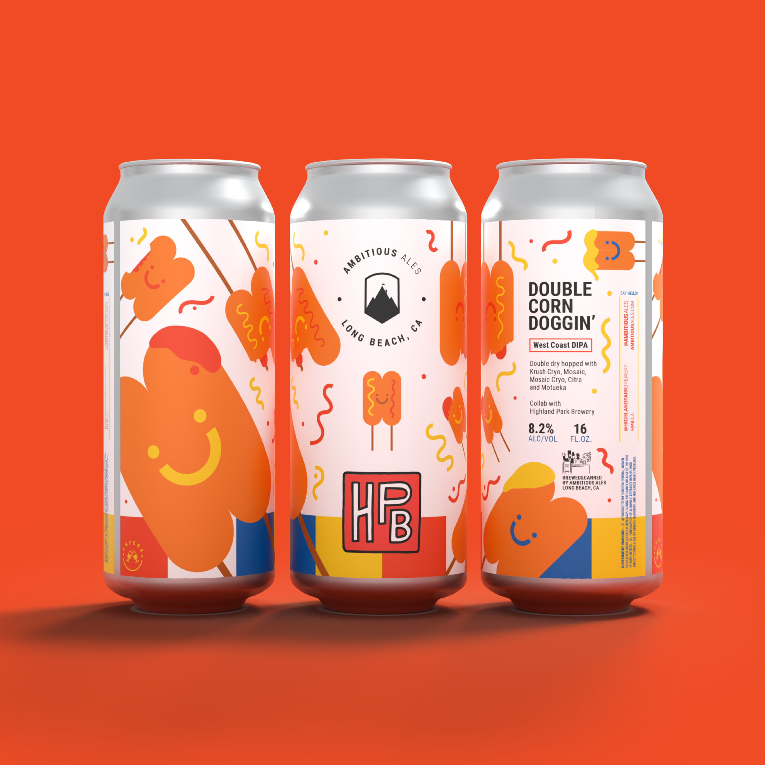 Double Corn Doggin West Coast DIPA Brewed by Ambitious Ales in collaboration with Highland Park Brewery. Brewed in Long Beach CA