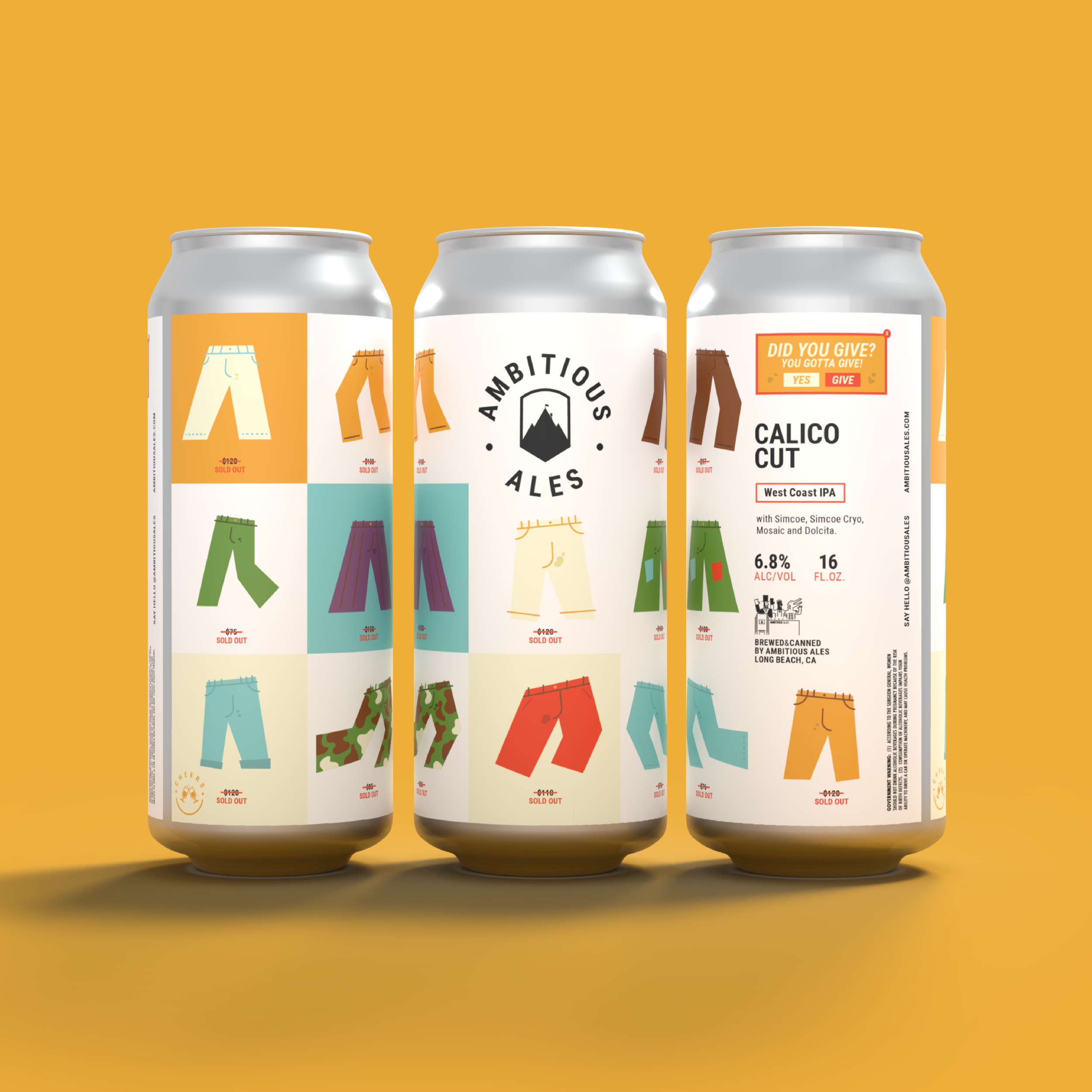 Ambitious Ales Calico Cut West Coast IPA. Brewed in Long Beach CA