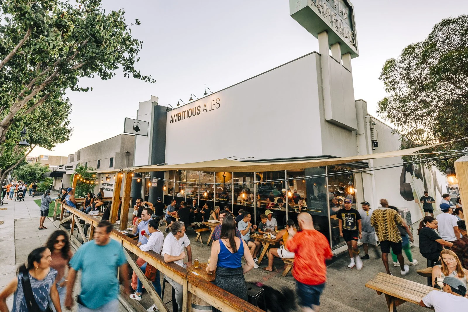 Ambitious Ales front patio in Long Beach CA