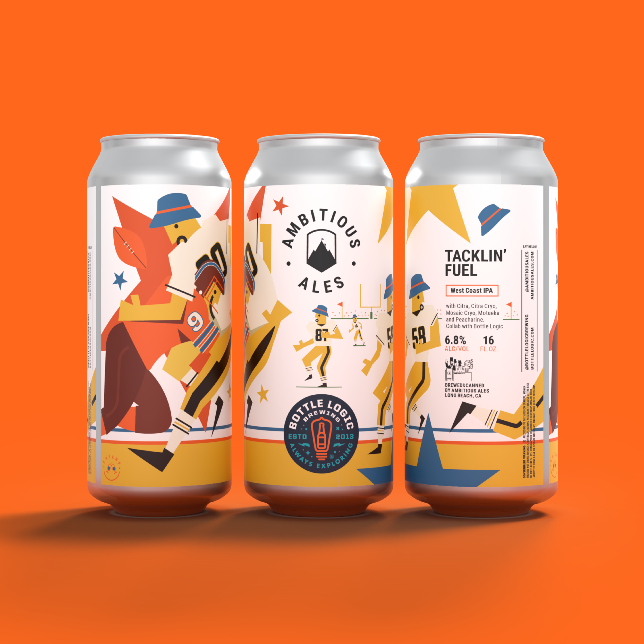 Tacklin Fuel West Coast IPA. Brewed by Ambitious Ales in collaboration with Bottle Logic Brewing