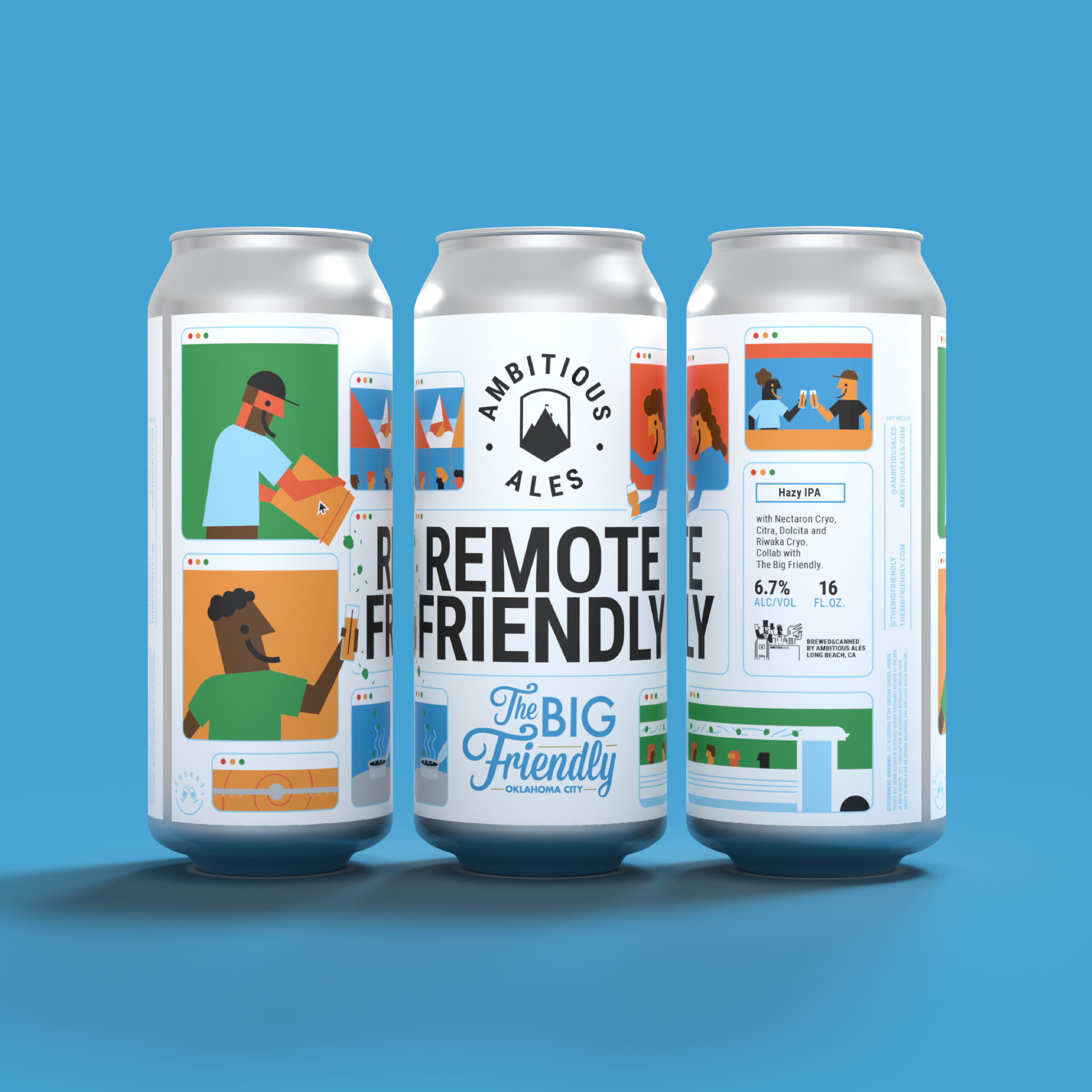 Remote Friendly - Hazy IPA in collaboration with The Big Friendly. Brewed in Long Beach CA by Ambitious Ales