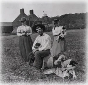Some of our family pioneers, taken in front of the family hop kiln around the turn of the century.