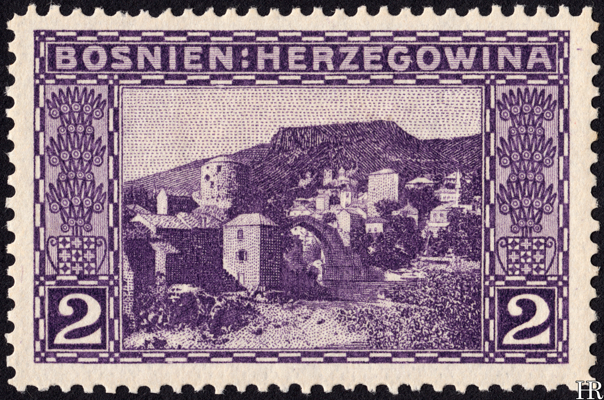 2 heller - "View of Mostar"