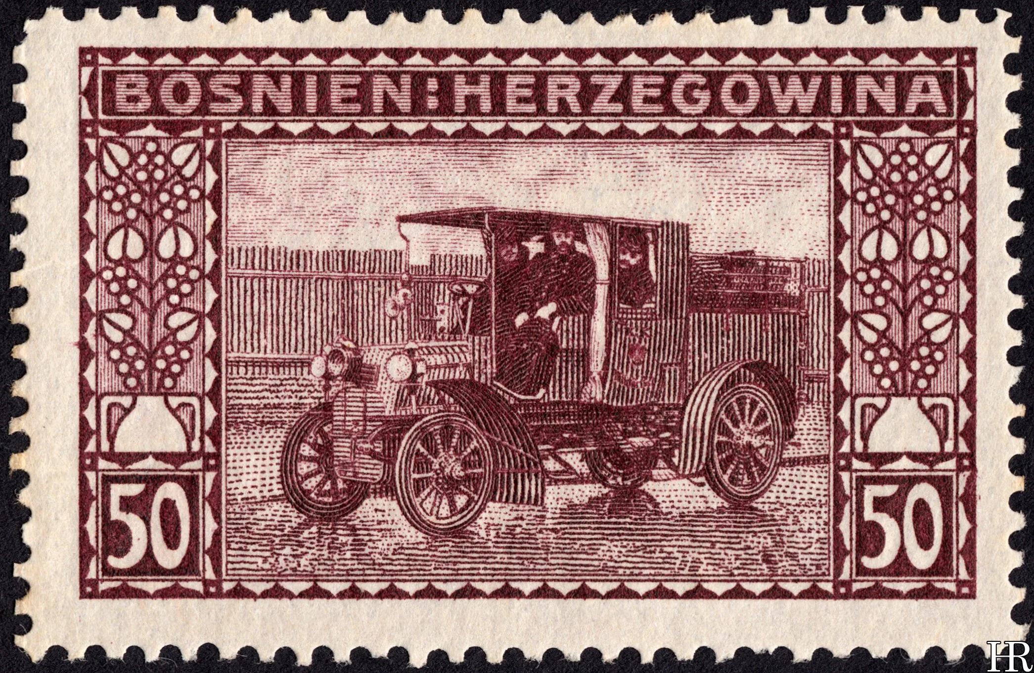 50 heller - "Postal Motor-Car"