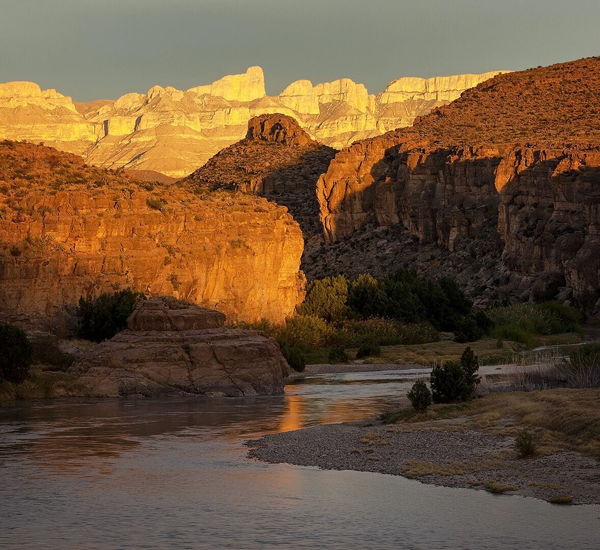 Coming soon to new trail signage for Hot Springs Canyon in @bigbendnps: my Rio Grande view &mdash; looking through Hot Springs Canyon toward Sierra del Carmen, seemingly set ablaze by the setting sun&rsquo;s light. #bigbend #westtexas