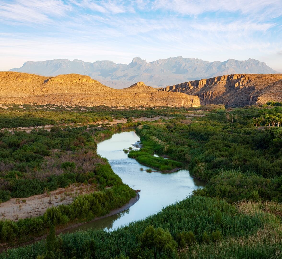 The sun rises to Illuminate the stacked landscape before you, above the Rio Grande. #bigbend #westtexas