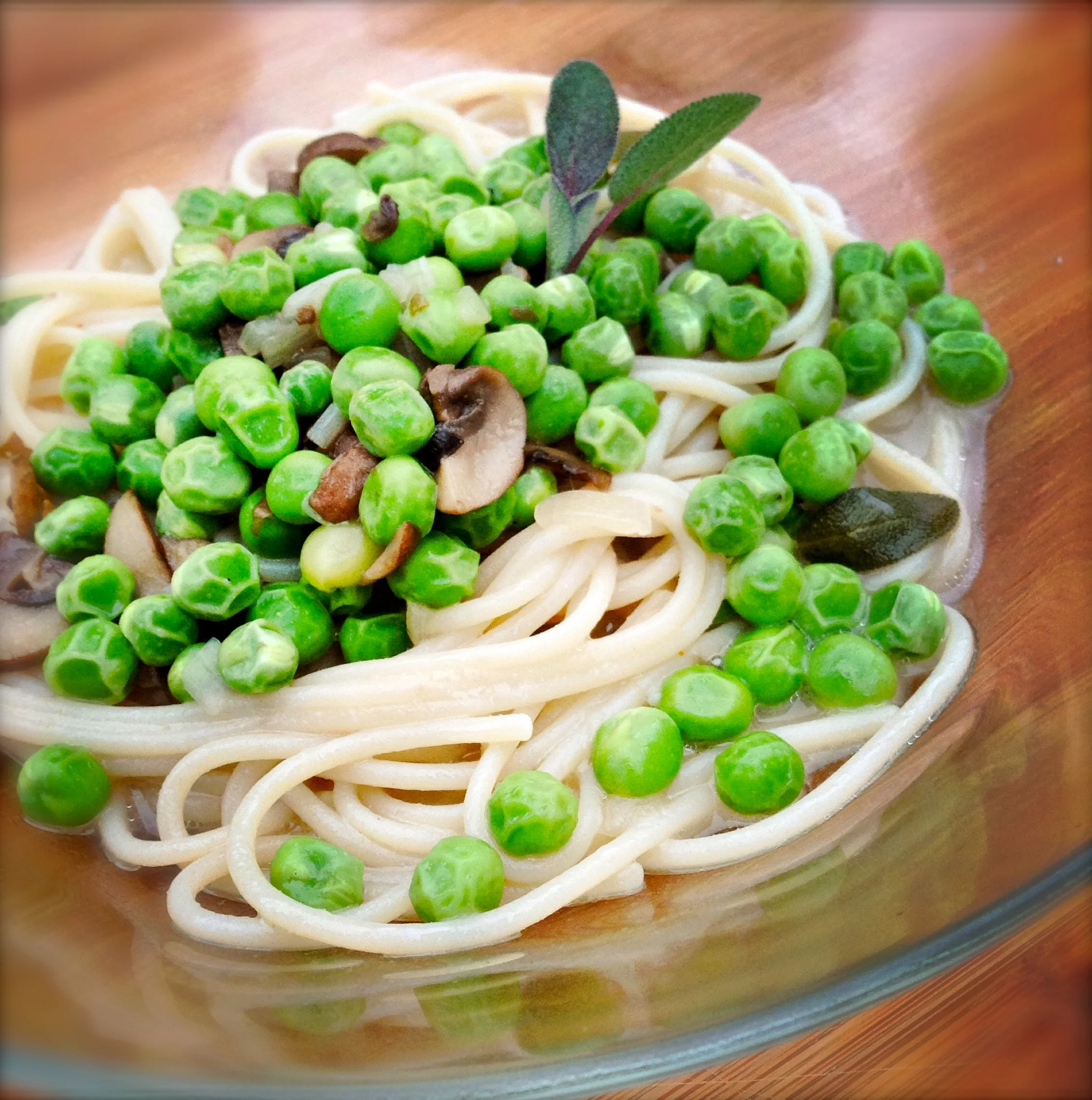 English Peas with Mushroom and Sage Sauce