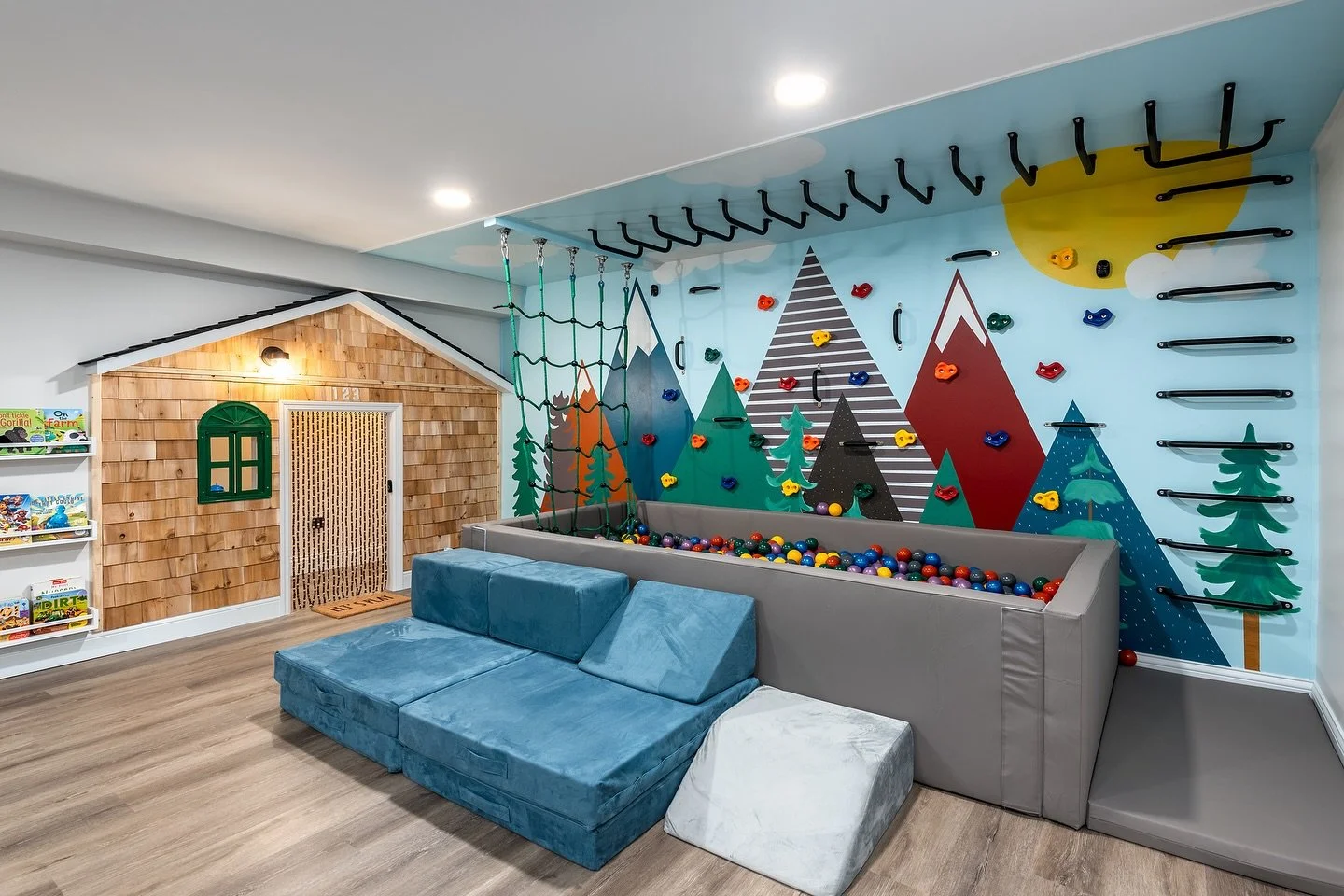 Playtime, leveled up 🎯
We transformed this basement into the ultimate kids&rsquo; playroom &mdash; complete with a custom climbing wall, monkey bars, rope net, and even a mini playhouse! Designed for imagination, adventure, and hours of fun.

#Morga