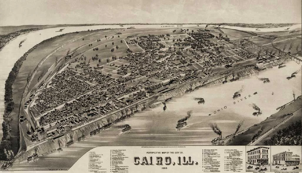 Map of Cairo, Illinois, CA 1885. Library of Congress