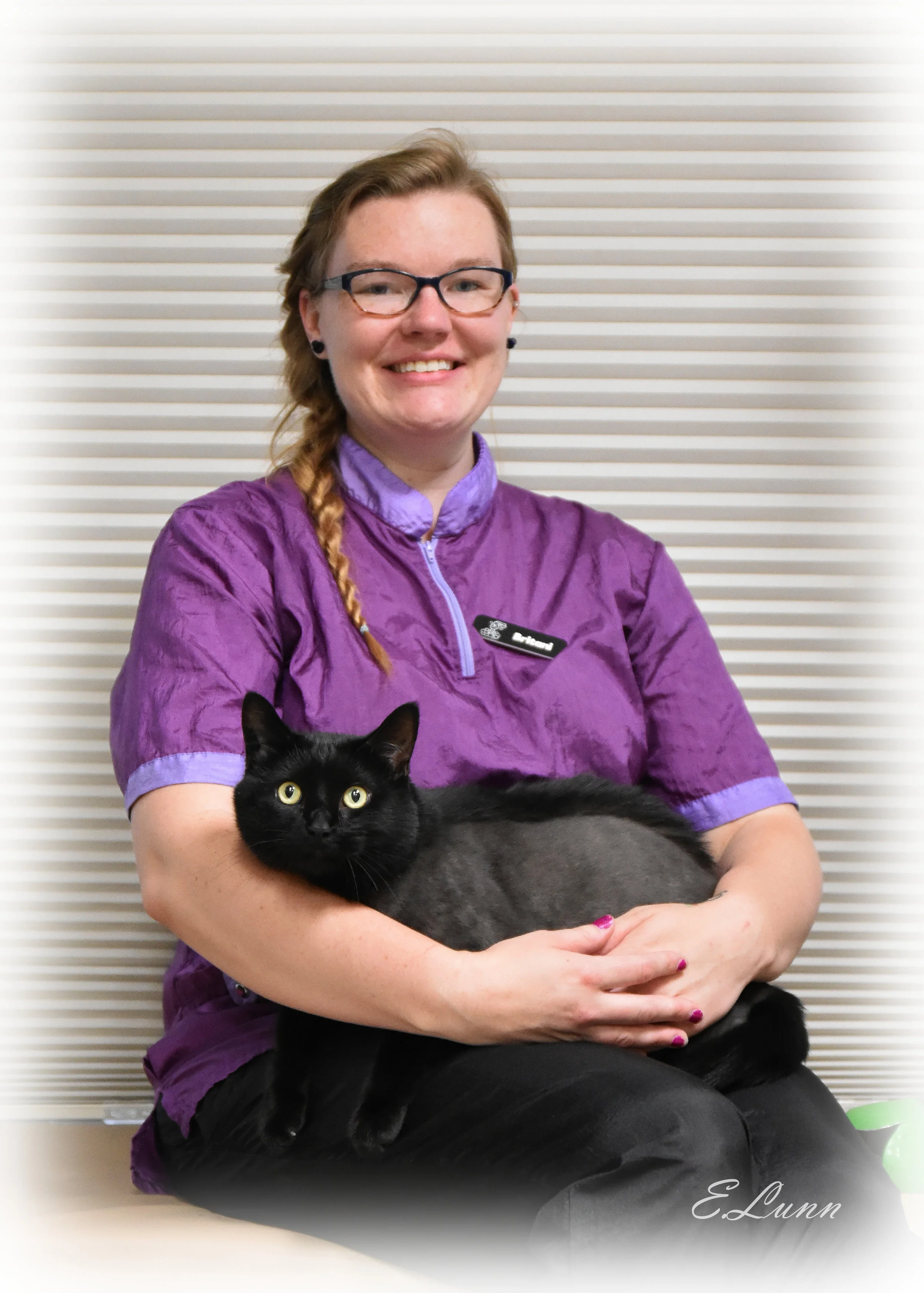 Britani Crosby - Groomer Britani attended the Minnesota School of Business and attained her Associate’s degree in applied science in 2014. From there she began working at The Pet Stop Veterinary Clinic, until converting careers in 2016. She has worked at Pet Perfect Grooming ever since and loves her occupation. She finds the utmost amount of joy in making dogs, cats and all other kinds of critters feel and look good. She plans to become a member of the of the National Cat Groomers Institute of America this year (2019) and hopes to then specialize in feline grooming. When she’s not grooming your fur children, Britani enjoys spending time with her husband, children and cat. She passes the time with hobbies including crocheting, photography and writing.