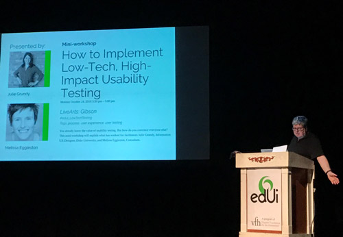 Steve Krug kindly plugged my usability workshop with Julie Grundy of Duke University. He then joined us as a helpful participant!