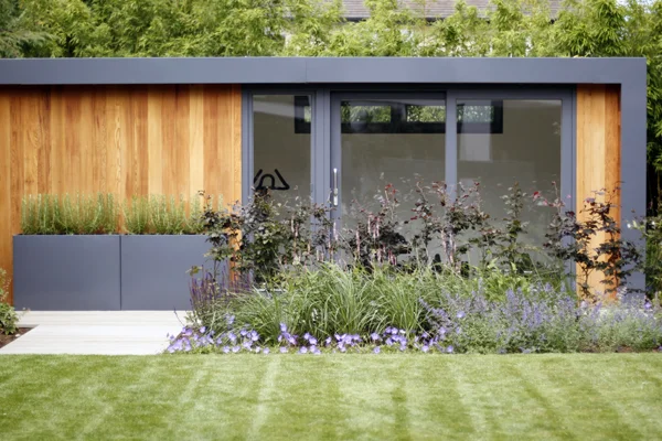 Richmond Park Garden Design - garden studio & perennial planting