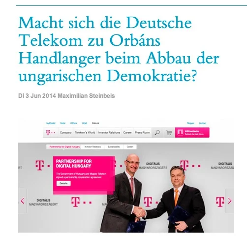 A Deutsche Telekom Orbán eszköze a magyar demokrácia leépítésénél?