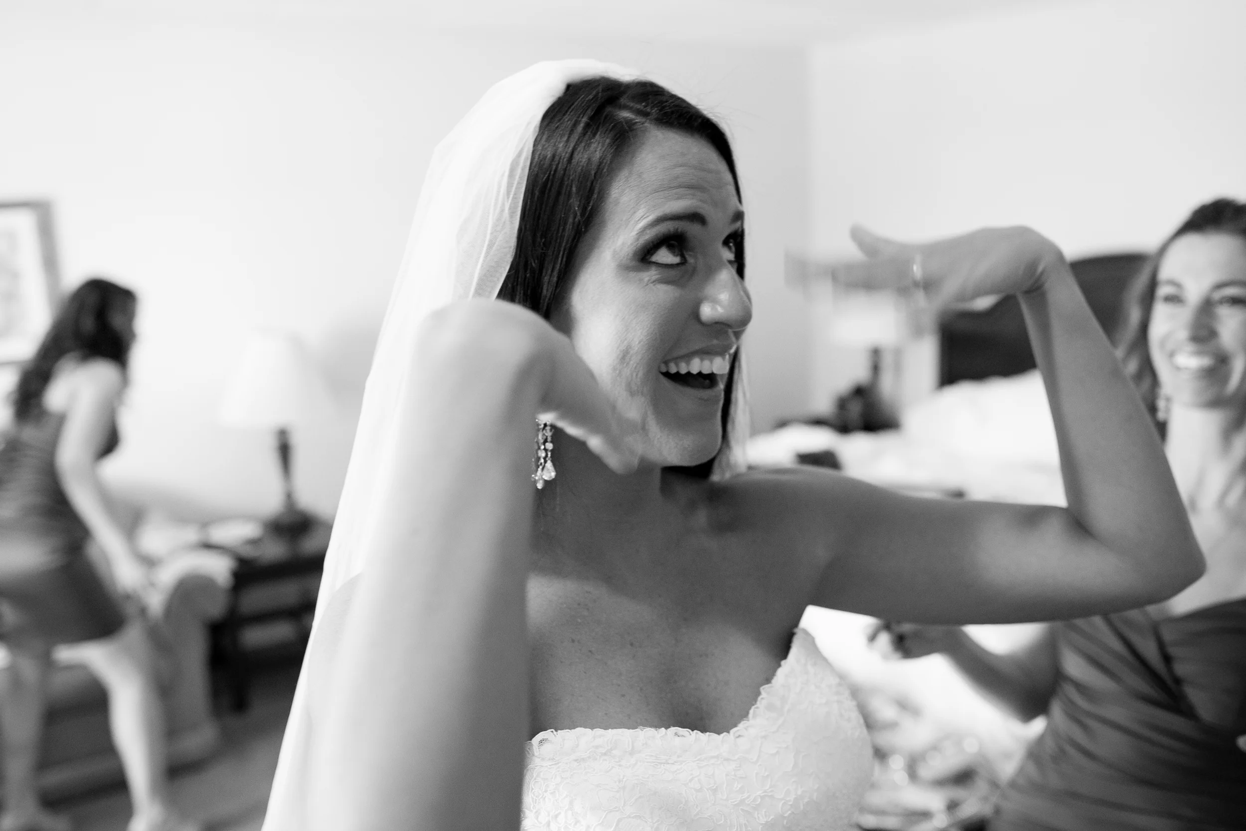 Bride holding back tears