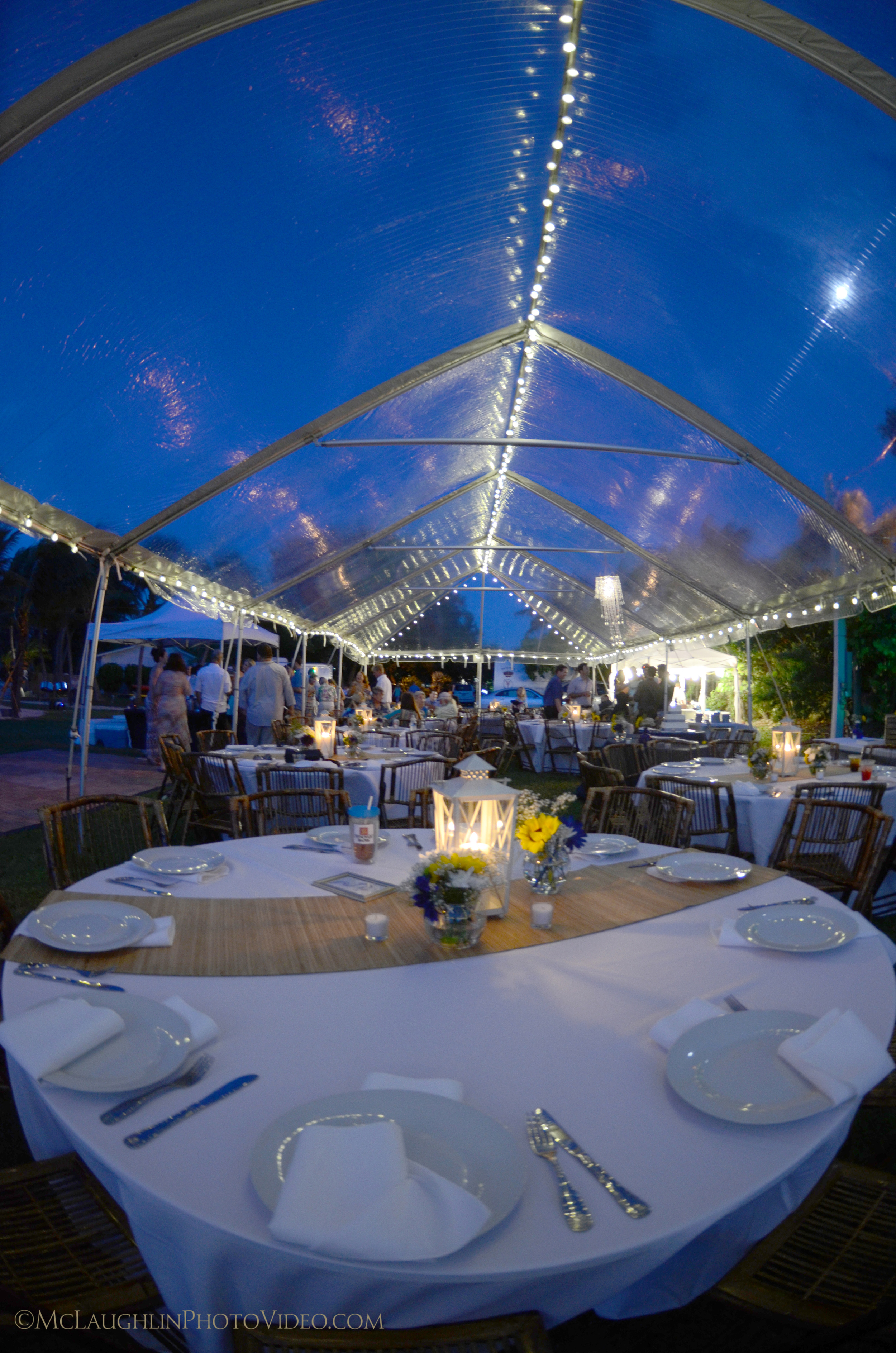 Clear Tent, Tables, Dinnerware