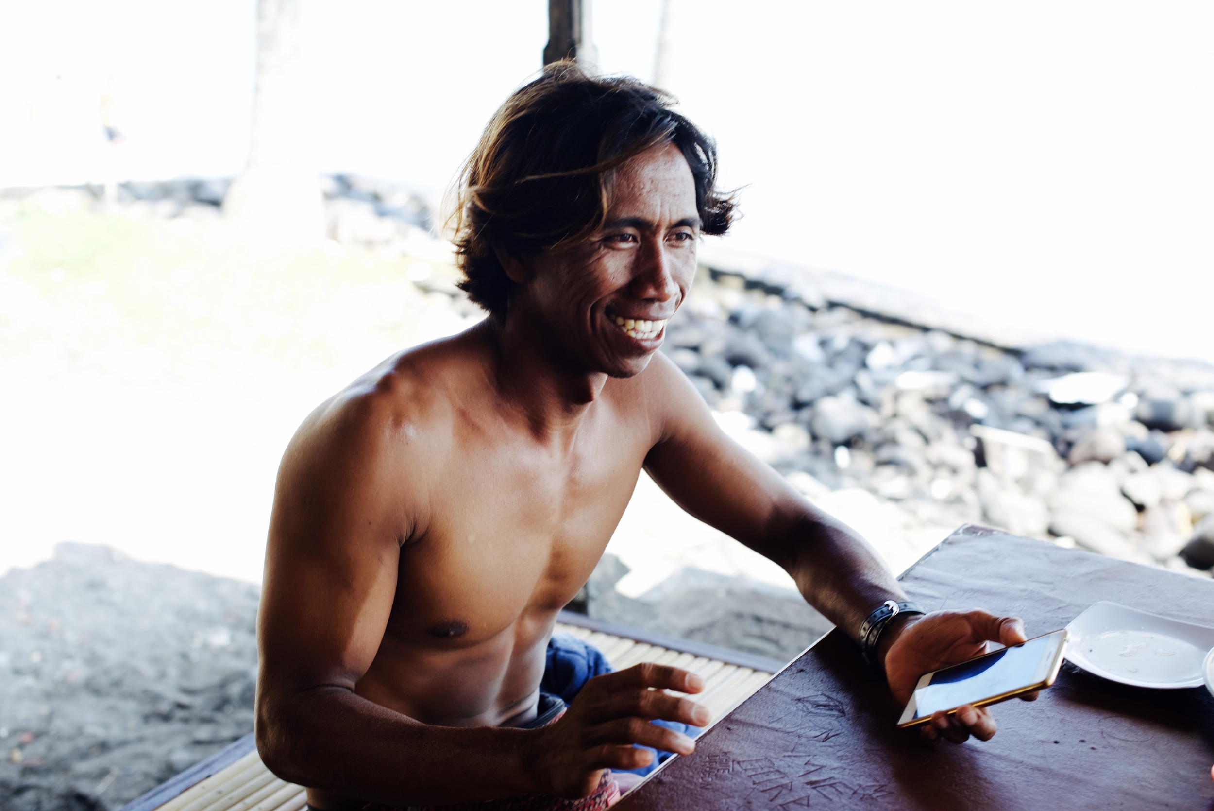 Meet Suny, surf guide/instructor at The Pineapple House. As an excellent surfer, he charged set waves drawing impeccable lines and cutbacks. Far from arrogant, he was patient, intuitive and fully present with each person. His sense of humor put everyone at ease. Staring at overhead waves, he would say, "Oh these are small." In short, he gave confidence and made you feel at home in the lineup.