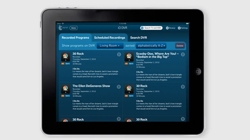 DVR management screen