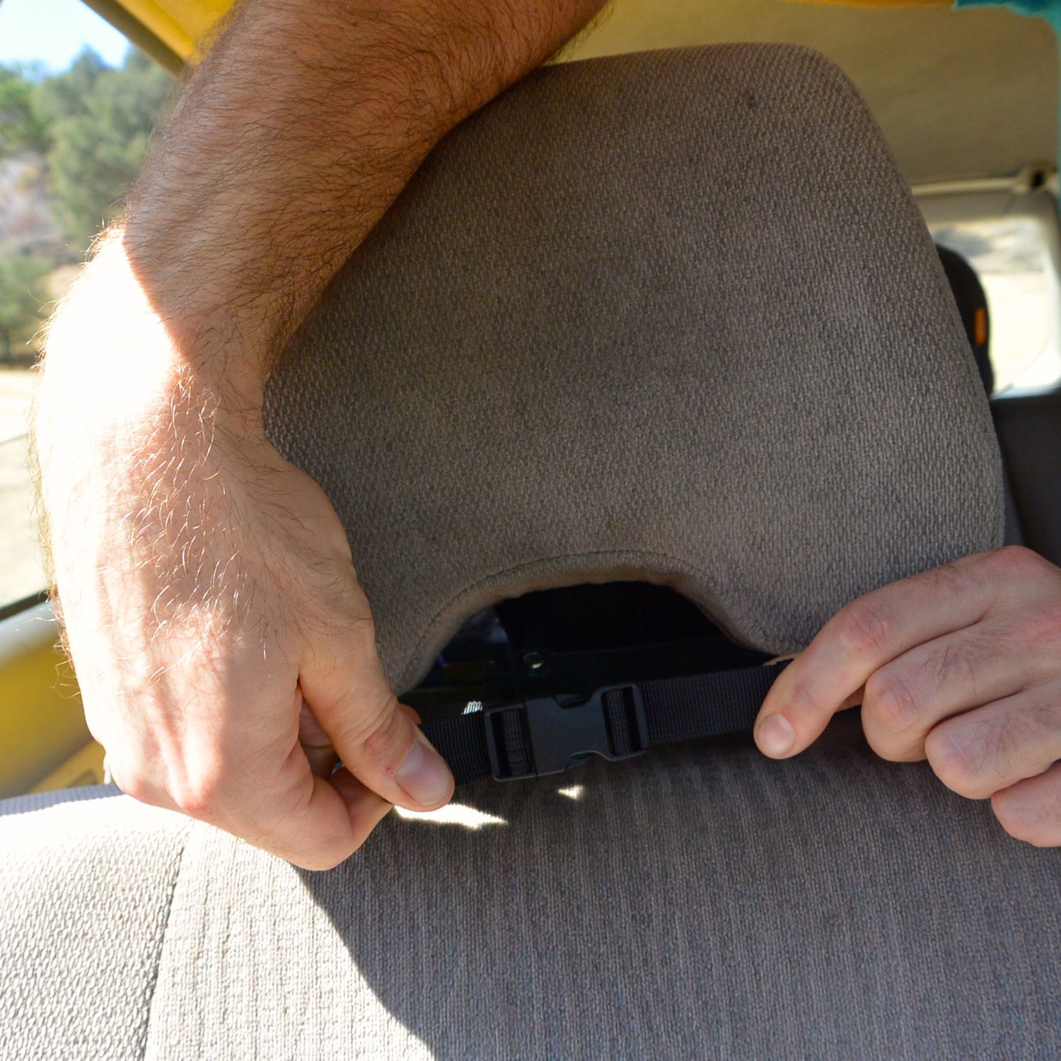 Step 7: Tighten the front and back headrest straps
