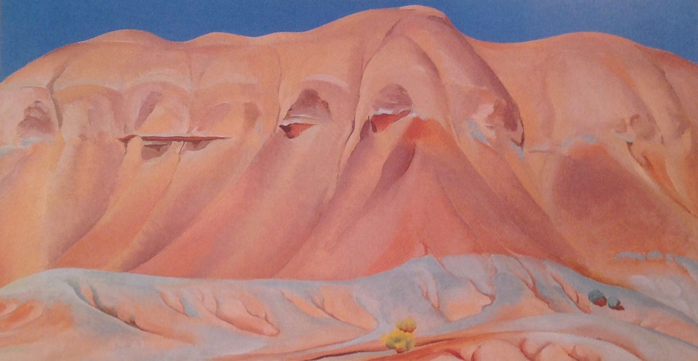 GEORGIA O'KEEFE Lavender Hill Forms , 1934 Oil on canvas 16 x 30 inches