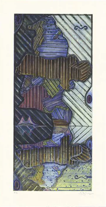 JASPER JOHNS Green Angel 2 , 1997 Intaglio in 5 colors on Hahnemuhle Copperplate paper 48 x 24 3/4 inches Edition: 58