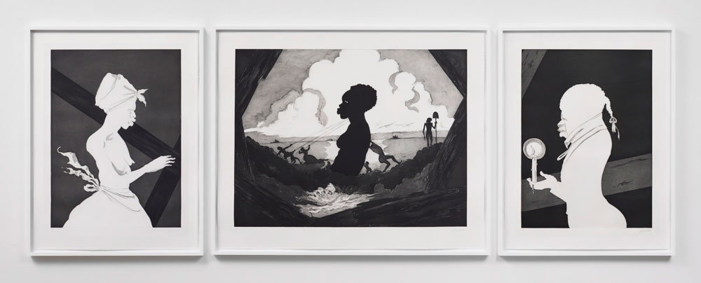 KARA WALKER Resurrection Story with Patrons , 2017 Etching with aquatint, sugar-lift, spit-bite and dry-point 39.75 x 109 inches Edition: 25