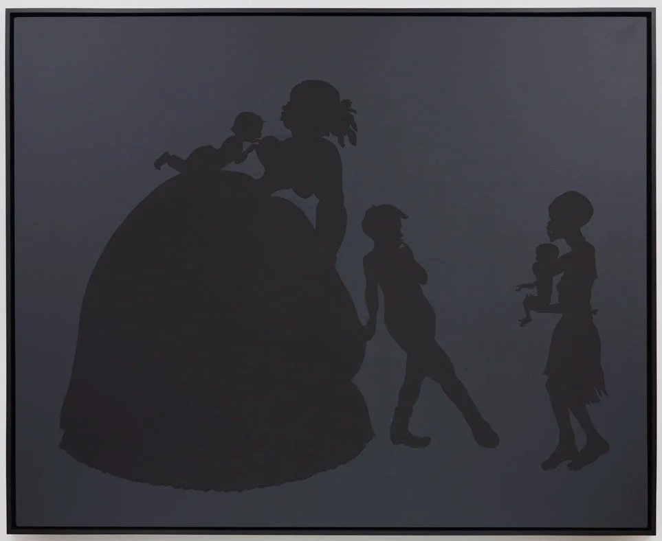 KARA WALKER
Normal
0
false
false
false
EN-US
JA
X-NONE
/* Style Definitions */
table.MsoNormalTable
{mso-style-name:"Table Normal";
mso-tstyle-rowband-size:0;
mso-tstyle-colband-size:0;
mso-style-noshow:yes;
mso-style-priority:99;
mso-style-parent:"";
mso-padding-alt:0in 5.4pt 0in 5.4pt;
mso-para-margin:0in;
mso-para-margin-bottom:.0001pt;
mso-pagination:widow-orphan;
font-size:12.0pt;
font-family:Cambria;
mso-ascii-font-family:Cambria;
mso-ascii-theme-font:minor-latin;
mso-hansi-font-family:Cambria;
mso-hansi-theme-font:minor-latin;}
Untitled , 2002-2005 Cut paper and paint on canvas 85.5 x 106.125 inches